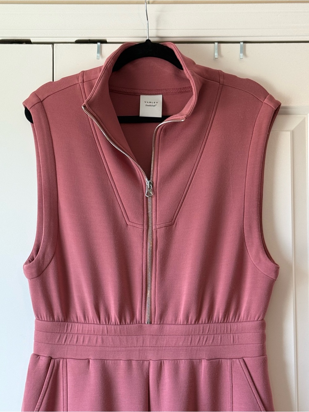Varley Linvale Playsuit Romper Zip-Front Top Size Large Doublesoft Rose Rosewood - Picture 4 of 15